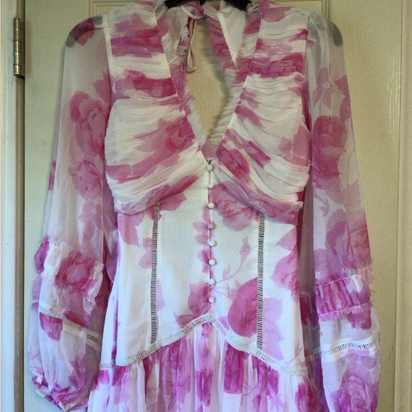 💜Like for $15 off💸 ASOS Design pink white maxi dress NWT - Picture 2 of 12